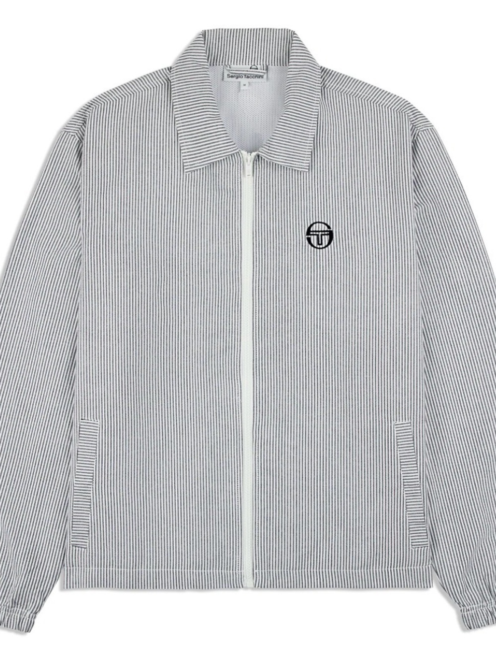 Sergio Tacchini Benvolio Striped Zip-Front Jacket in White/Black